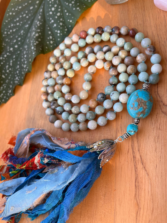 Amazonite and Turquoise Mala for Courage and Protection