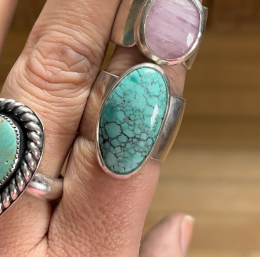 Sterling Silver Wanderer Ring with Hubei Turquoise