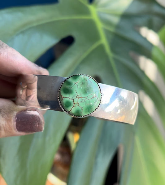 green variscite silver statement cuff bracelet