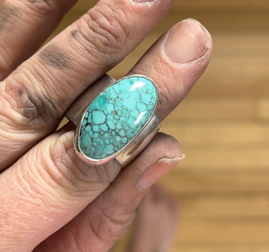 Sterling Silver Wanderer Ring with Hubei Turquoise